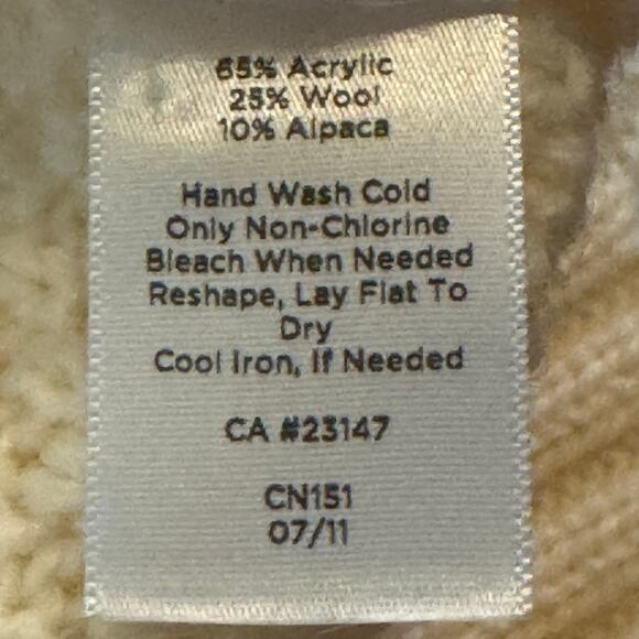 Talbots Wool Alpaca Cream Turtleneck Cuff Sleeve Cable Knit Pullover Sweater - Picture 7 of 7